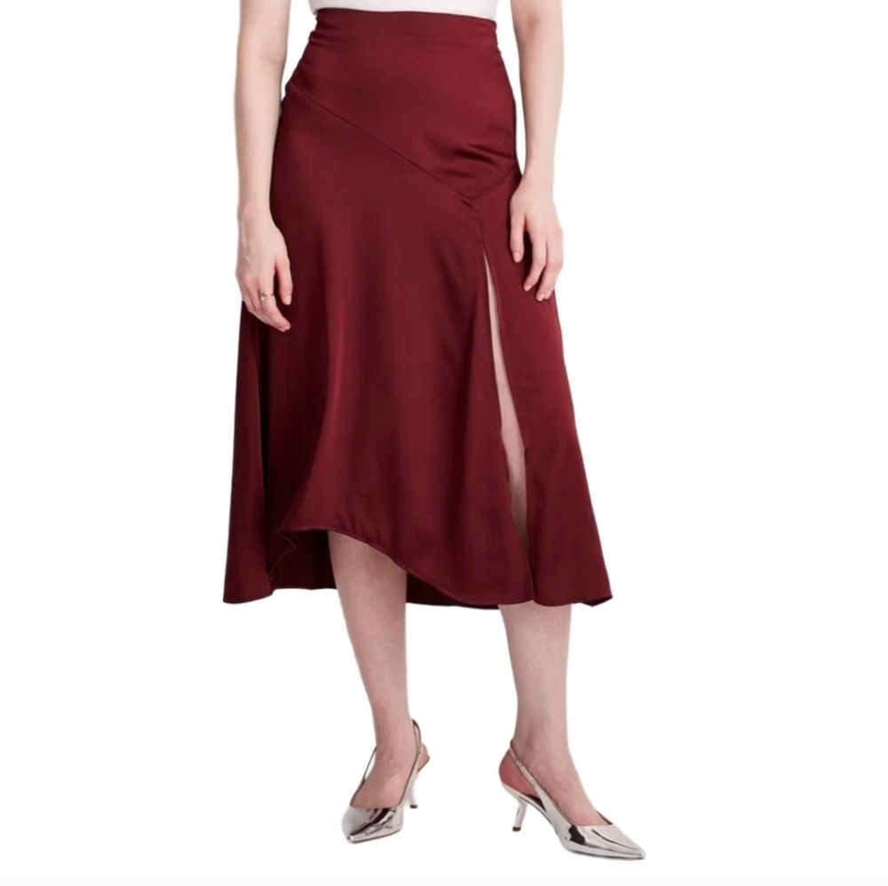 Maroon Silk Skirt, 2x